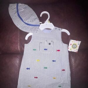 Striped Kids Dress and Hat Set